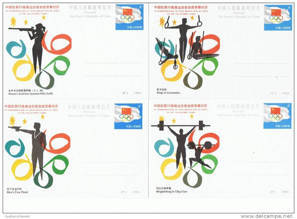 JO84-E/L - CHINE Série De 14 Entiers Postaux - Médailles Olympiques Obtenues Aux Jeux De Los Angeles - Postcards