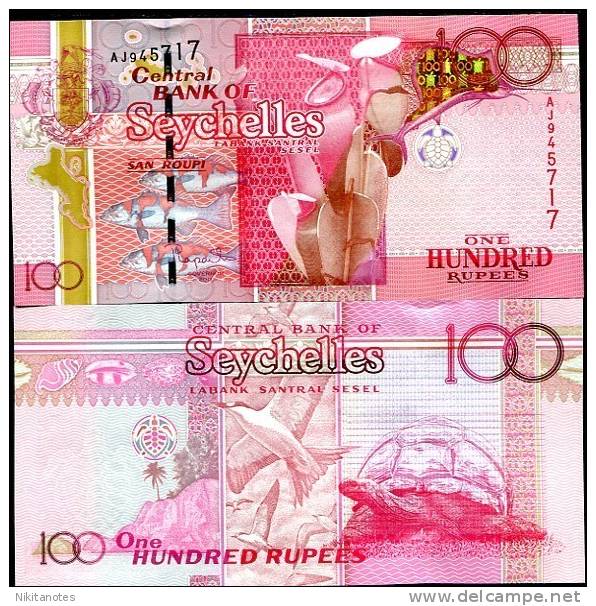SEYCHELLES 100 RUPEES 2011 P NEW SIGN UNC - Seychelles