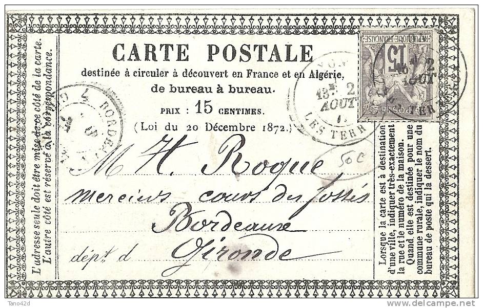 LPP12 - FRANCE - CARTE PRECURSEUR PRIVEE TESTENOIRE & TERRASSE VOYAGEE - Precursor Cards