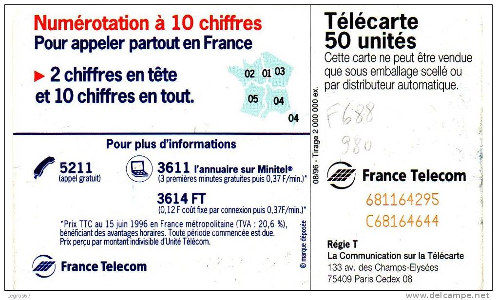 F 688 980 N.D.C. LE 00 REMPLACE LE 19 - 1996