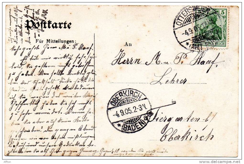 Neusatzeck 1905 Postcard - Buehl