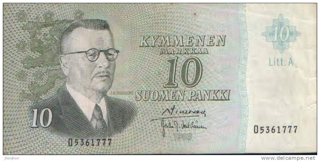 Finland 10 Marks In 1963  Circulated - Finlande