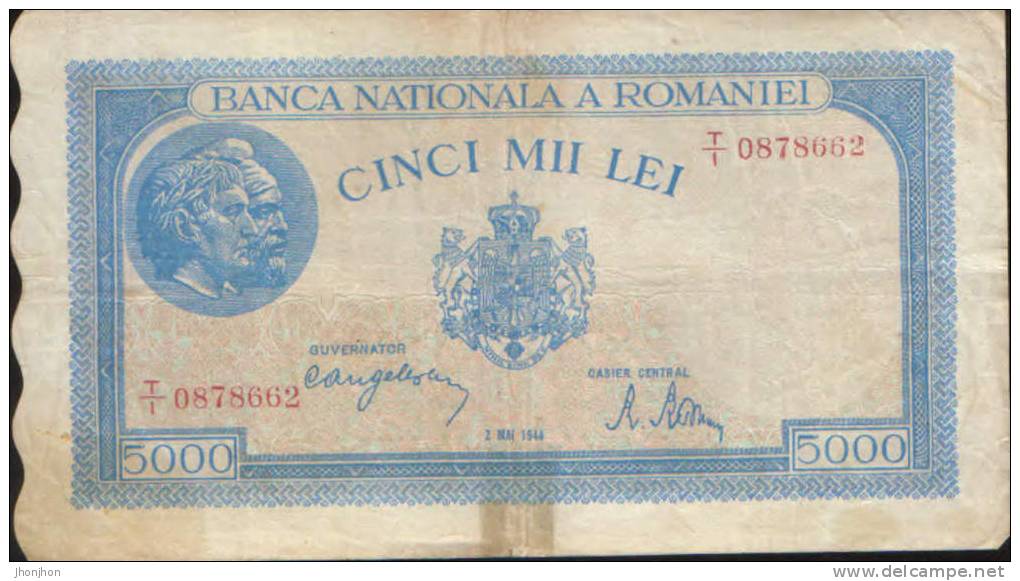 Romania-5000 Lei 2 Mai 1944 Circulated-2/scans - Rumänien