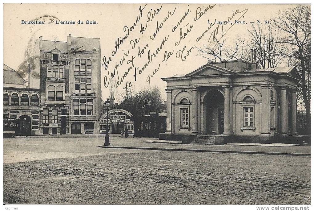 BRUXELLES : L'Entrée Du Bois - TRES RARE VARIANTE - Cachet De La Poste 1907 - Prachtstraßen, Boulevards