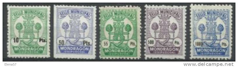 8163-COLECCION SELLOS LOCALES MUNICIPALES MONDRAGON AYUNTAMIENTO PAIS VASCO,SELLO MUNICIPAL,NUEVOS ,EMITIDOS SIN GOMA.CO - Revenue Stamps