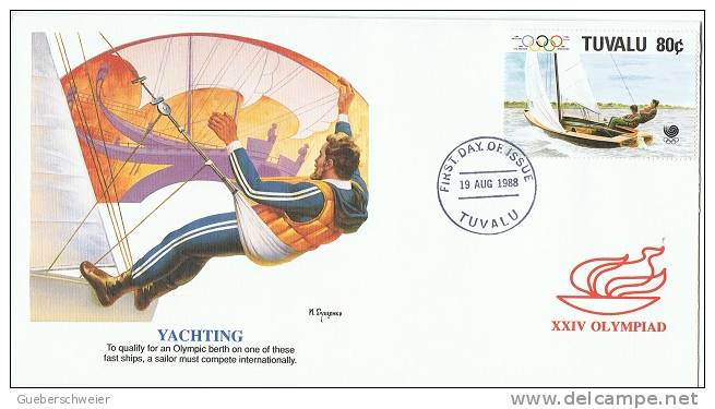 JO88-E/L18 - TUVALU FDC YACHTING - Jeux Olympiques 1988 Séoul - Tuvalu