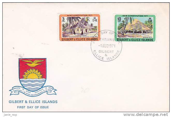Gilbert & Ellice Islands 1971 New Constitutin FDC - Gilbert & Ellice Islands (...-1979)