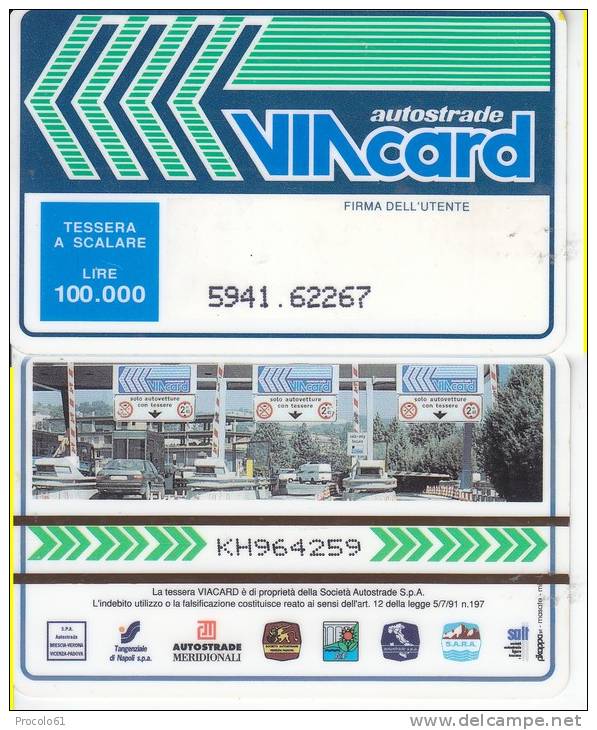 VIACARD 100.000 100000 Lire Us. CASELLO - Andere & Zonder Classificatie