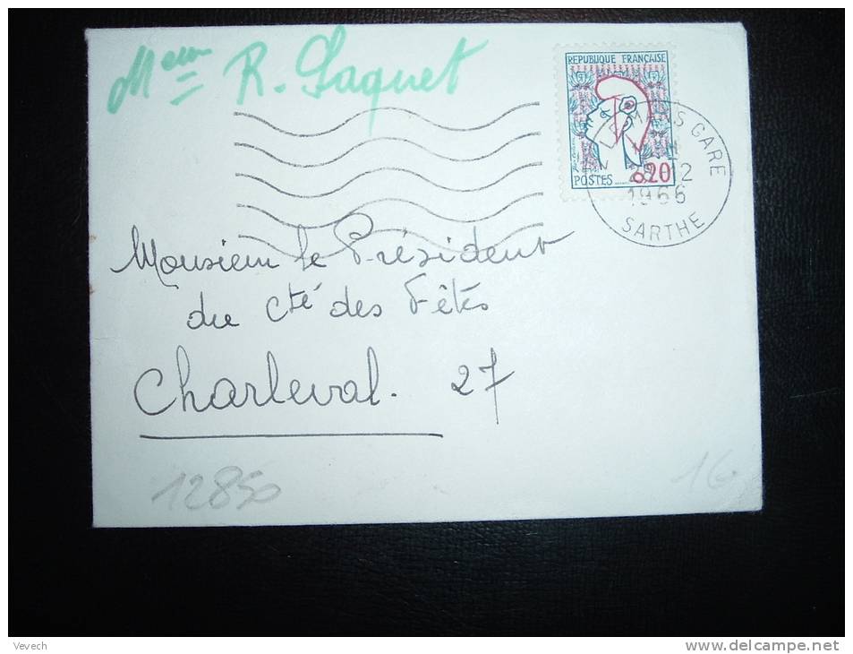 LETTRE MIGNONNETTE TP MARIANNE DE COCTEAU 0,20F OBL.MEC. 28-12-1966 LE MANS GARE (72 SARTHE) - 1961 Marianne (Cocteau)