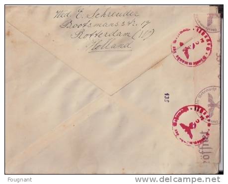 PAYS-BAS:-lettre Envoyée En ALLEMAGNE:1941 Avec Bande De CENSURE ALLEMANDE.Aigle Et Croix Gammée. - Lettres & Documents