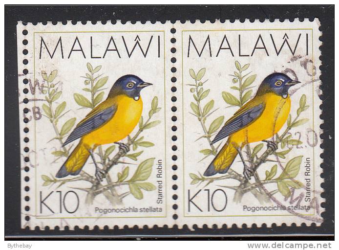 Malawi Used Scott #533A Horizontal Pair 10k Spotted Robin - Birds - Malawi (1964-...)