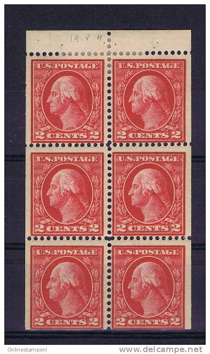 USA: Booklet  Pane 1912  406 A , Top 2 Stamps MH/*, Rest = MNH/** - ...-1940