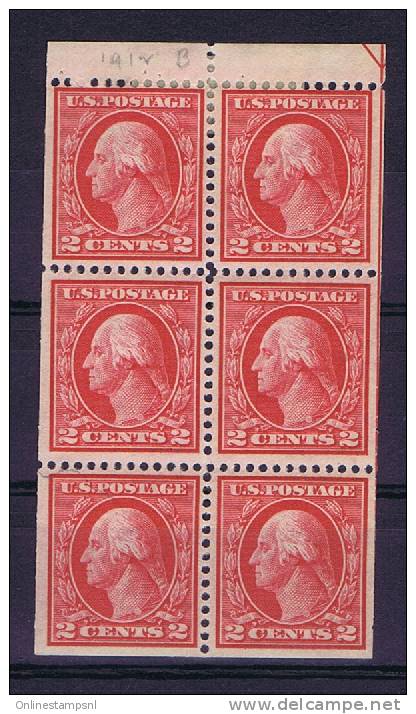 USA: Booklet  Pane 1912  406 A , Top 2 Stamps MH/*, Rest = MNH/** - ...-1940