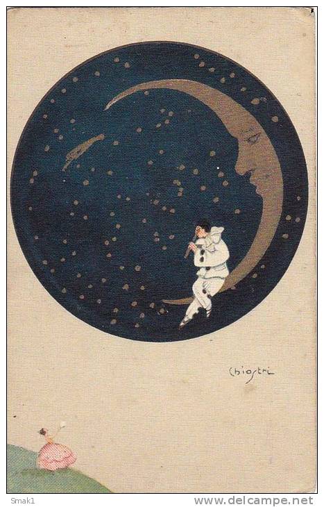 AK KÜNSTLERKARTEN Schöne Junge Mädchen Signiert ; Carlo Chiostri,PIERROT,MOND,MOON,Nr.179. OLD POSTCARD - Chiostri, Carlo