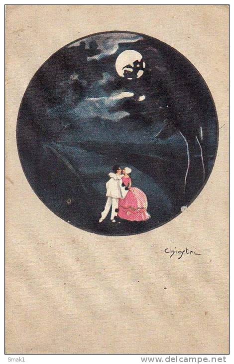 AK KÜNSTLERKARTEN Schöne Junge Mädchen Signiert ; Carlo Chiostri,PIERROT,MOND,MOO N,Nr.180. OLD POSTCARD - Chiostri, Carlo