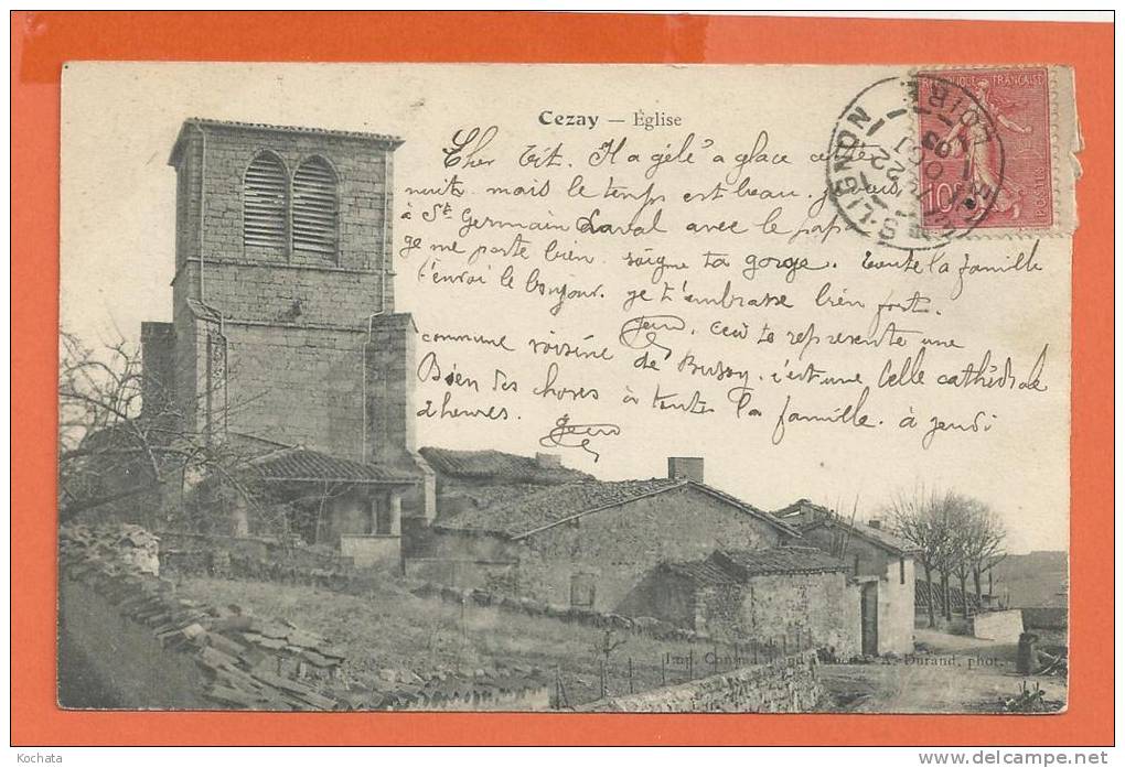 Z081, Cezay, L'Eglise, Circulée 1905 - Otros & Sin Clasificación