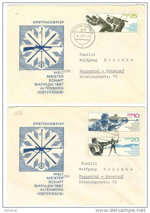 VER2568 - DDR GERMANIA , Mondiali Di Biathlon Del 1967 Su FDC - Briefe U. Dokumente