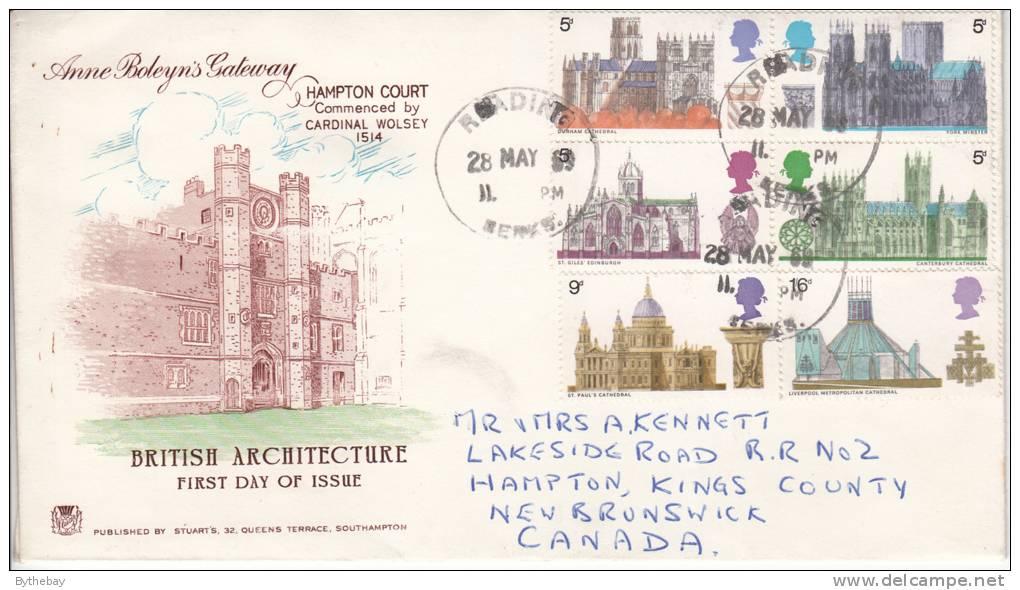 Great Britain FDC Scott #589-#594 Set Of 6 British Cathedrals Reading, Berks. Cancel - 1952-71 Ediciones Pre-Decimales