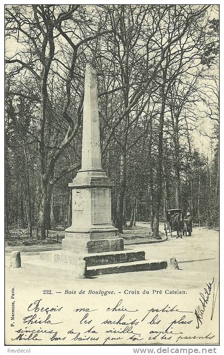 PARIS 16 - Bois De Boulogne - Croix Du Pré Catelan         -- Marmuse 232 - Arrondissement: 16