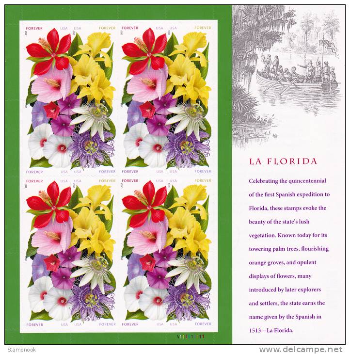 USA Scott 4750-53  Flowers Sheetlet Of 16 Mint NH Issued April 2013 - Ganze Bögen