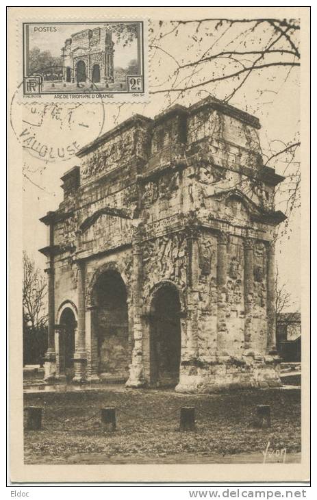 ORANGE - ARC DE TRIOMPHE (Yv. N° 389) Carte Maximum / - 1940-1949