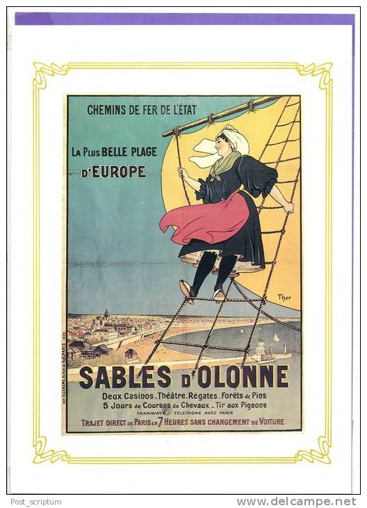 Vieux Papiers- 4 Repro Affiches Chemins De Fer De L´Etat - Les Sables D´Olonne + Pochette 100 Ans De Tradition Balnéaire - Afiches