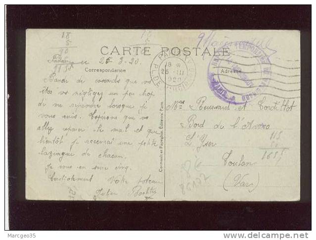 Paris Le Panthéon Cachet Hopital Temporaire De Vaugirard Avec Cachet Postal De 1920 , Guerre 14-18 - Santé, Hôpitaux