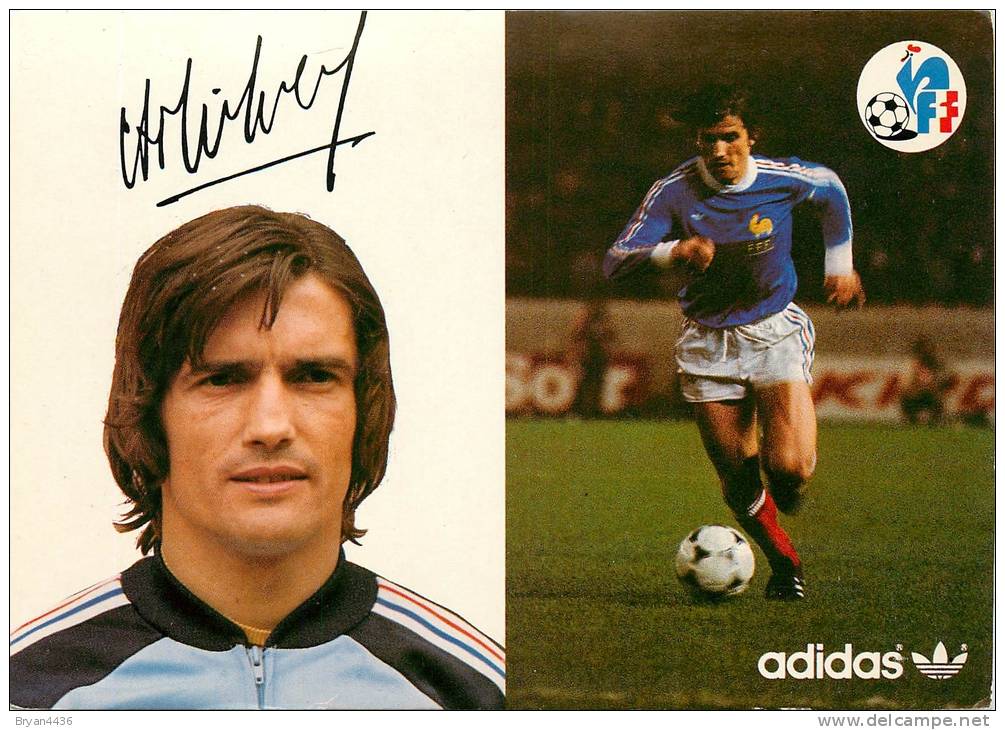 Football - Henri MICHEL- Equipe De France Mondial 1978 - CP Adidas & FFF -Portrait + En Jeu + Signature + Curiculum -TTB - Calcio