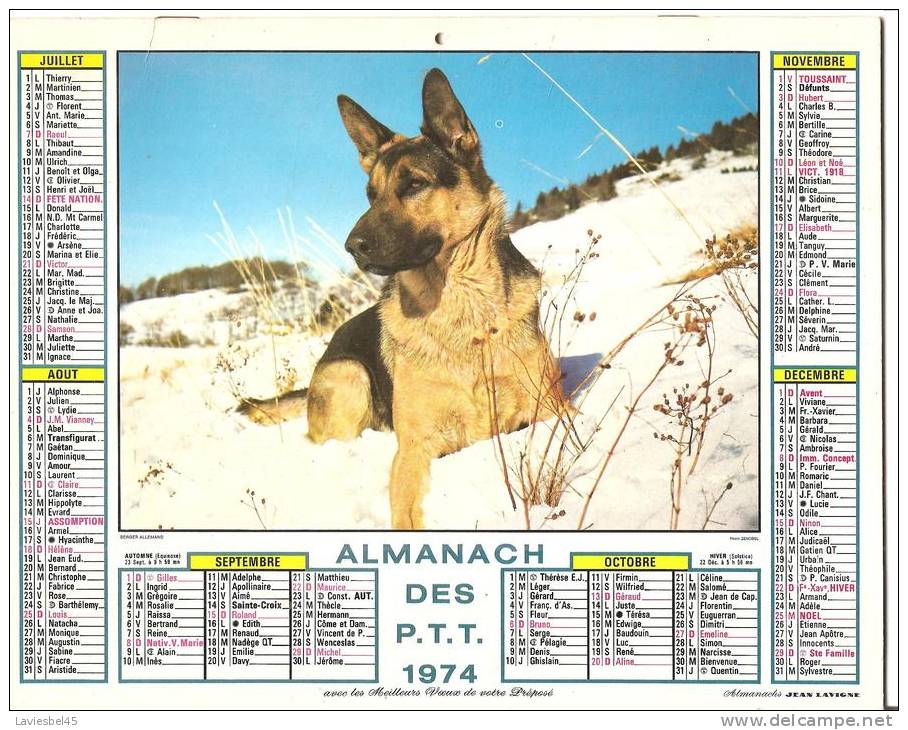 ALMANACH CALENDRIER DES PTT – ANNEE 1974 Signé Jean LAVIGNE Photo Rapho/Fournier Et  Photo Zenoel - Grossformat : 1971-80