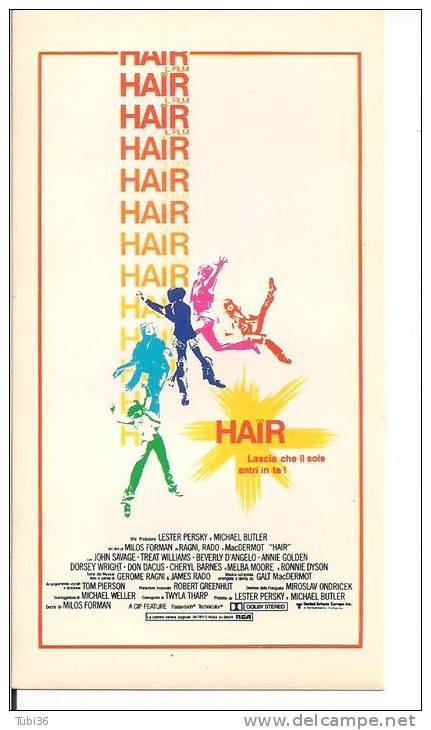 HAIR, PUBBLICITA ETICHETTA AUTOADESIVA, COLORI FORMATO  27 X 50, - Cinema Advertisement