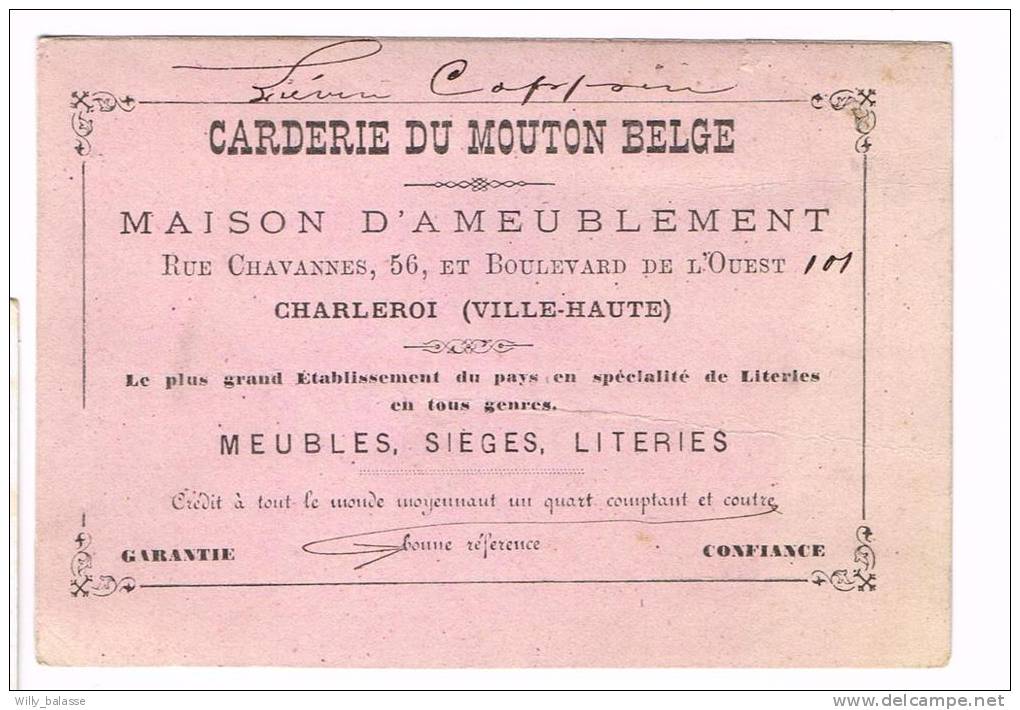 "Carderie Du Mouton Belge - Maison D'ameublement - Rue Chavannes 56 Et Boulevard De L'Ouest Charleroi" - Publicités