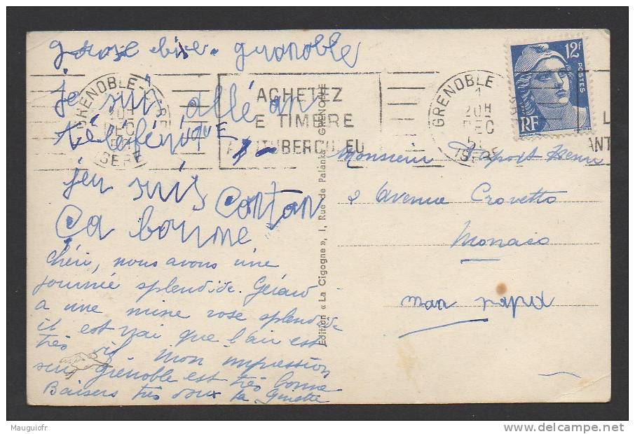 DF / FRANCE SUR CARTE POSTALE / TP 812 TYPE MARIANNE DE GANDON / OBL GRENOBLE DEC 50 ISERE - 1945-54 Marianne Of Gandon