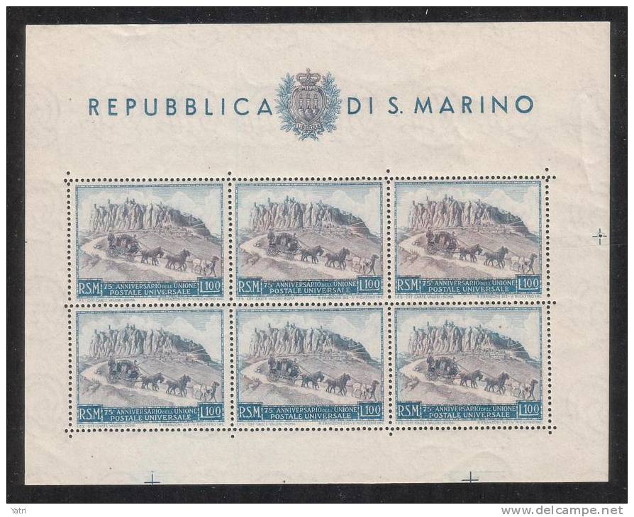 Repubblica Di San Marino - 1949 Foglietto "UPU"  Sass. N. 8 ** MNH/VF - Blocs-feuillets