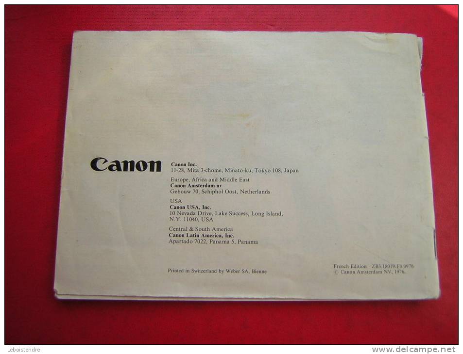 PETIT  LIVRET / BROCHURE   40 PAGES  CAMERA  CANON 514XL-S CANASOUND  NOTICE D'EMPLOI EDITION FRANCAISE 1976 - Photographs