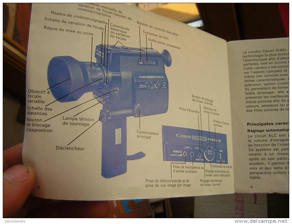 PETIT  LIVRET / BROCHURE   40 PAGES  CAMERA  CANON 514XL-S CANASOUND  NOTICE D'EMPLOI EDITION FRANCAISE 1976 - Photographs