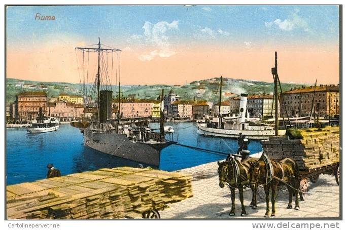 Phila Fiume Censure K.u.K. Militaer Zensuriert 1917. War Ship In Harbour Die Pferde - Croazia