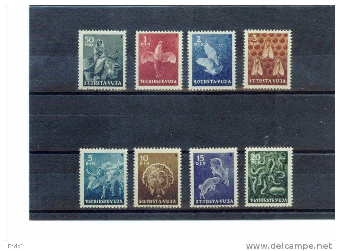 Triest Zone B (STT-VUJA) 1950 Freimarken Haustiere / Definitives Animals  Michel 36-43 Postfrisch / MNH - Ungebraucht