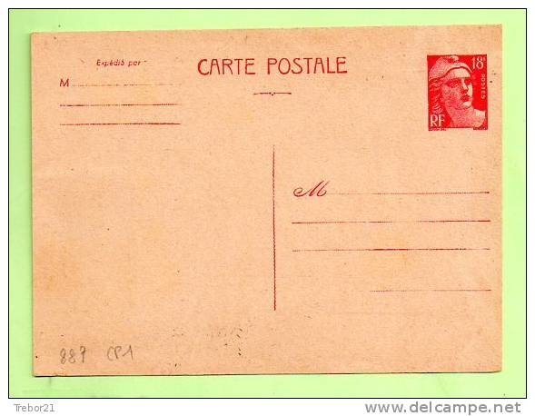 Entier - CARTE-POSTALE  GANDON 18 F Rose Carminé - Cartes Postales Types Et TSC (avant 1995)