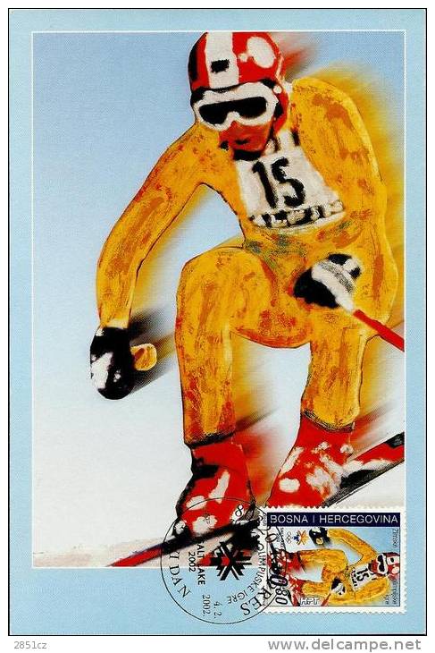 Winter Olympic Games Salt Lake, Kupres, 4,2.2002., Bosnia And Herzegovina (Croatian Post),  Maximum Carte - Invierno 2002: Salt Lake City