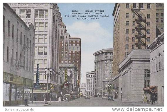 Texas El Paso Mills Street Looking West Toward Pioneer Plaza - El Paso