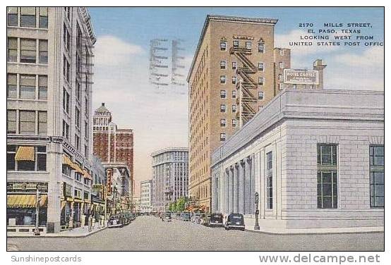 Texas El Paso Mill Street Looking West From United States Post Office - El Paso