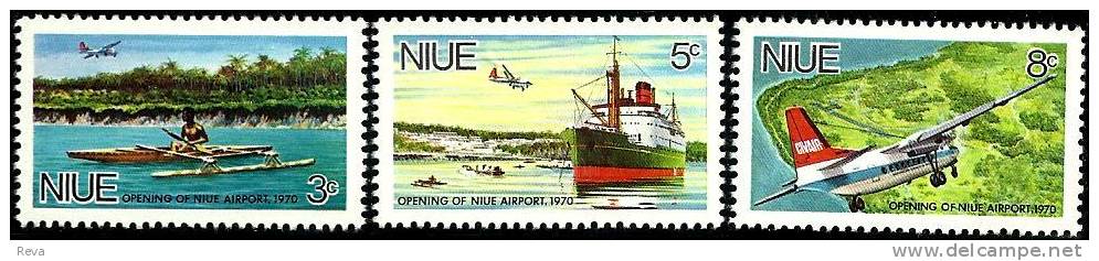 NIUE ISLAND LOCAL TRANSPORT AIRPLANE SHIP SET 3 STAMPS MNH ISSUED 09-12-1970  SG? READ DESCRIPTION !! - Niue