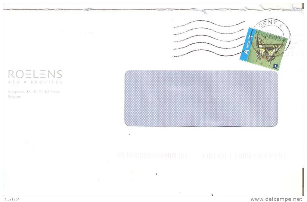 ENVELOPPE AVEC TIMBRE BELGIQUE - THEME LES PAPILLONS - OBLITERE - Storia Postale