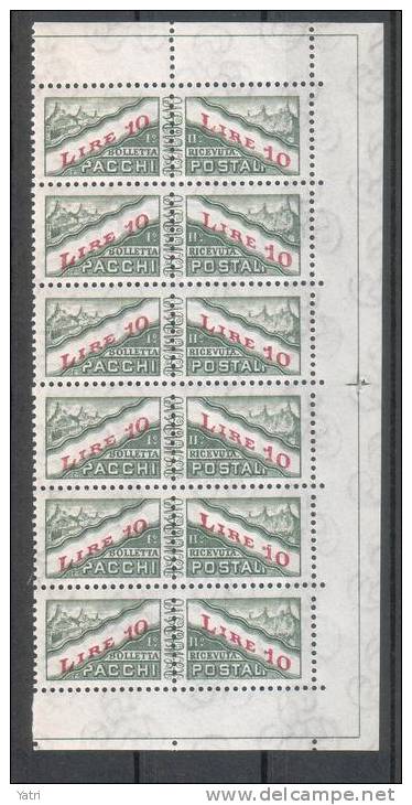 Rep. Di San Marino  -  1965 -- 10 Lire Pacchi - Blocco Di 6 ** MNH - Colis Postaux