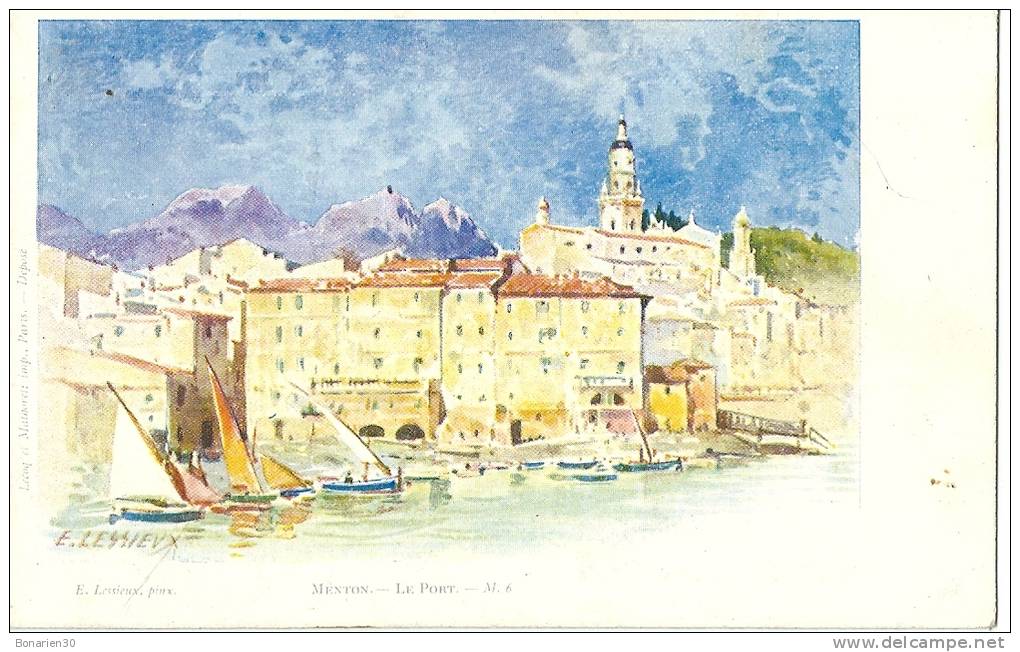 CPA 06 MENTON LE PORT    JOLIE  ILLUSTRATION De  LESSIEUX - Lessieux