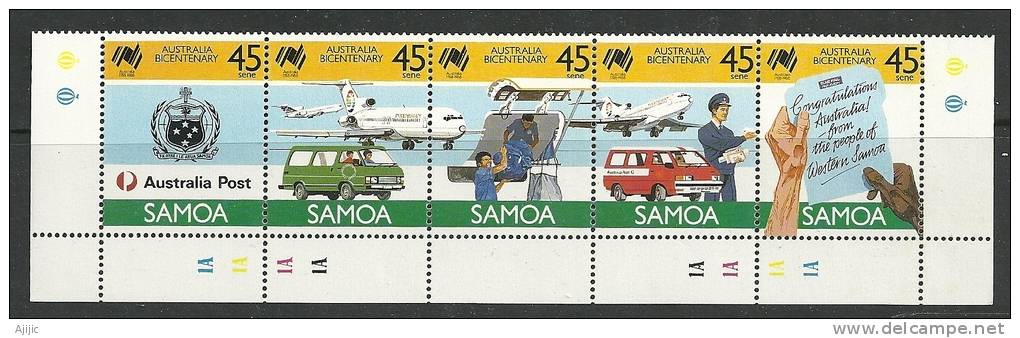 Bi-Centenaire De L´implantation Des Colons En Australie   Yv.# 644/48 .  4 T-p Neufs ** . Se-tenant - Samoa (Staat)