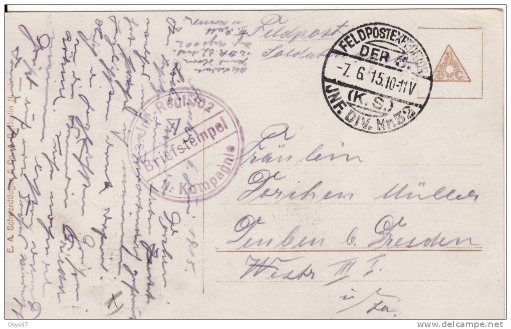 Carte Postale Photo Militaire Allemand-MITRAILLEUSE-Stempel- MASCHINENGEWEHERE Kompagnie In Feuerstellung - Matériel