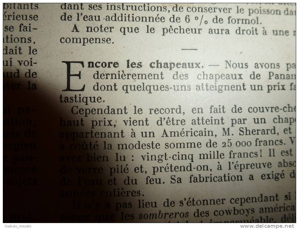 1902 Le Petit Français illustré :Humeurs de la mer;SNCF;HACHISCH et CONSTANTINE; Reliure en peau humaine;Chapeau PANAMA