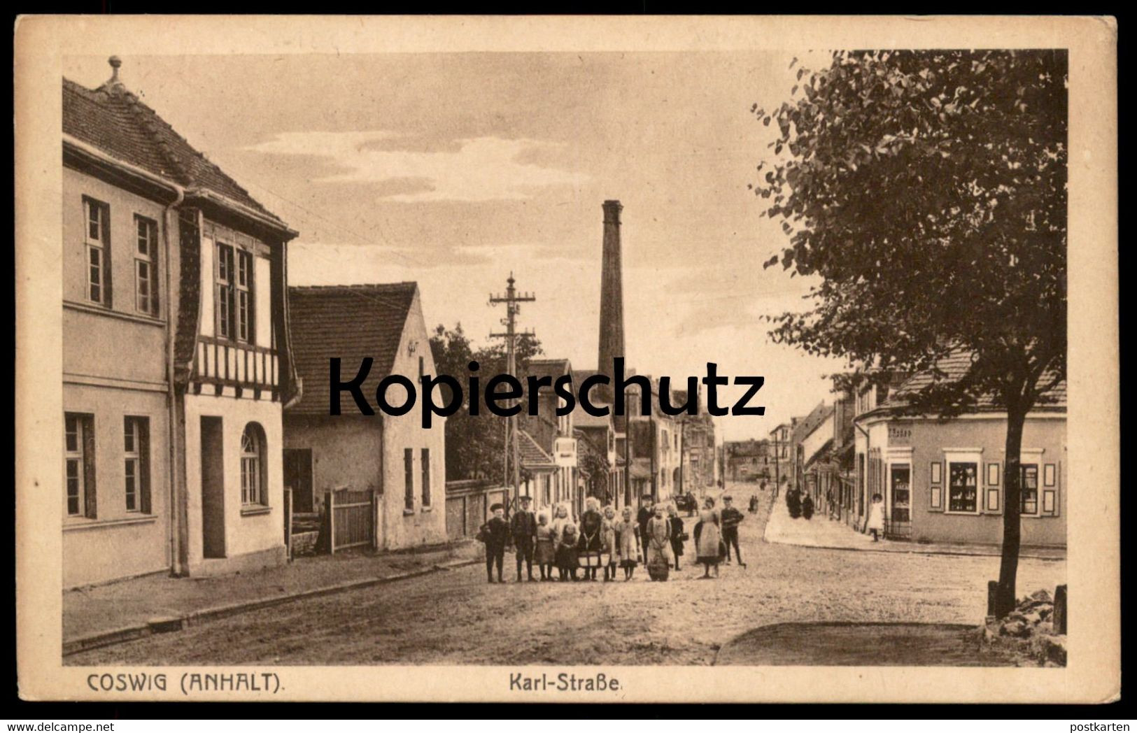 ALTE POSTKARTE COSWIG ANHALT KARL-STRASSE KINDER MÄDCHEN JUNGEN Sachsen-Anhalt Cpa Postcard AK Ansichtskarte - Coswig