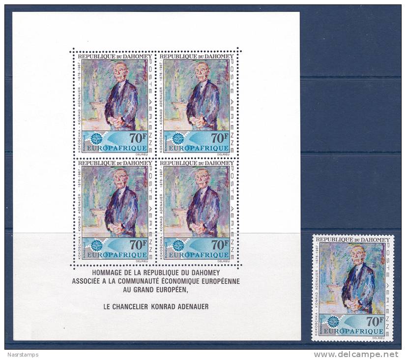 Dahomey 1967 ( Art - Paintings - Konrad Adenauer " Chancellor Of W. Germany By Oscar Kokoschk'a ) - MNH (**) - Grabados